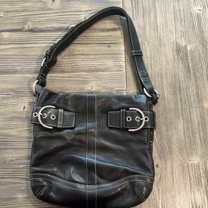 Used coach black leather satchel